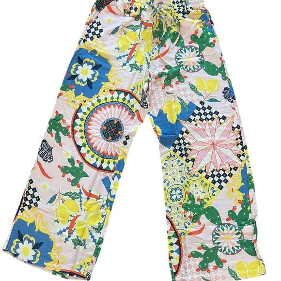 Anthropologie Wide Leg Multicolor Pants Vibrant Abstract Design - Picture 5 of 10